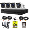 Sistem supraveghere HiLook 4 camere exterior Full HD 2MP infrarosu 20m IP66, DVR 4 canale 2MP, accesorii, HDD 500GB